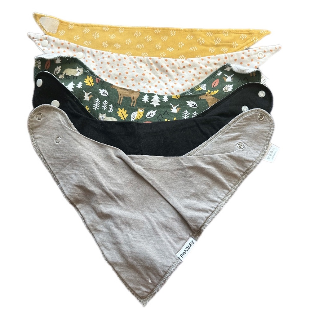 Mixed Brand Bandana Bibs Kids OS Multicolor Excellent‎ Teether Woodland 5Pk